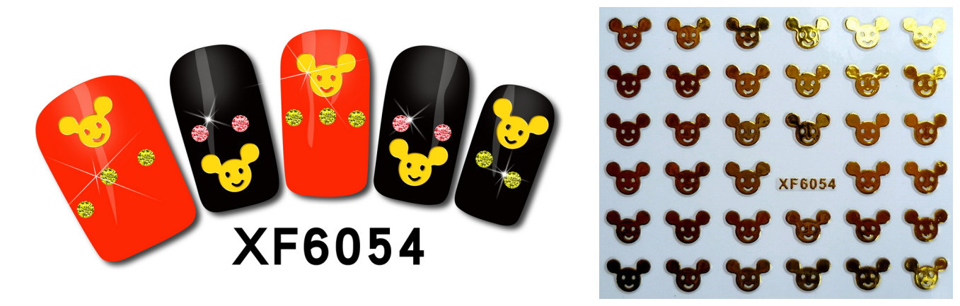 XF6049-6054 3D Gold Metal Nail Art Sticker 