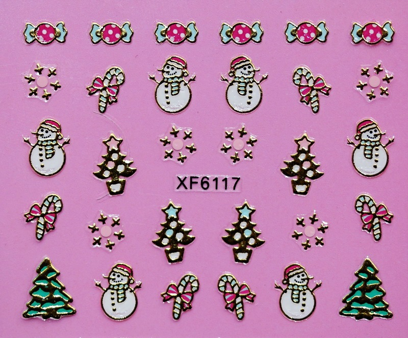 XF6112-6117 3D Gold Metal Nail Art Sticker 