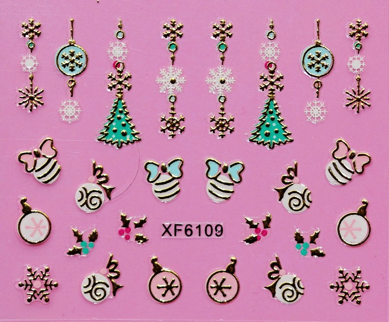 XF6106-6111 3D Gold Metal Nail Art Sticker 