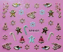 XF6100-6105 3D Gold Metal Nail Art Sticker 