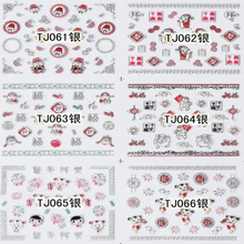 TJ061-072 3D Silver Blessing Nail Art Sticker 