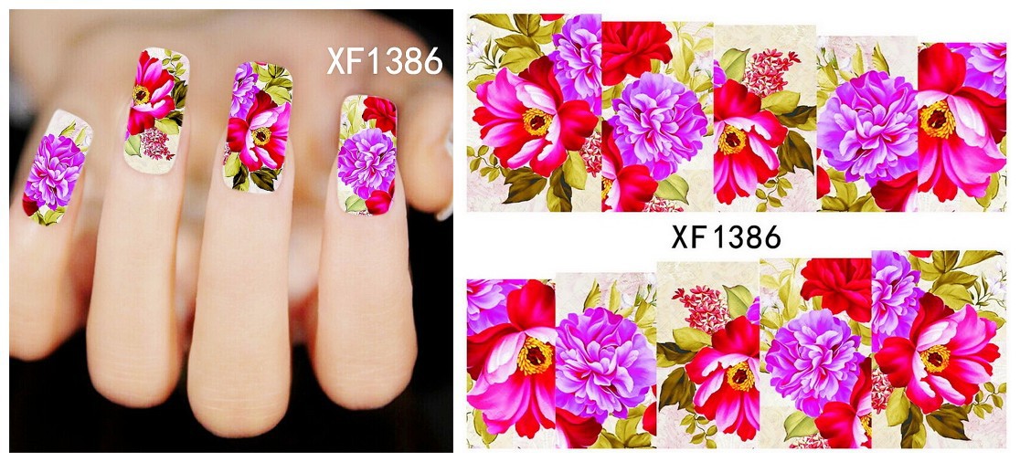 XF1384-1389 Flower Water Nail Sticker