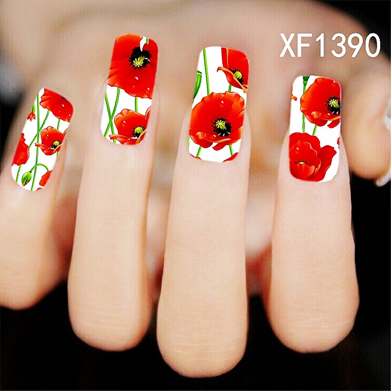 XF1390-1395 Flower Water Nail Sticker