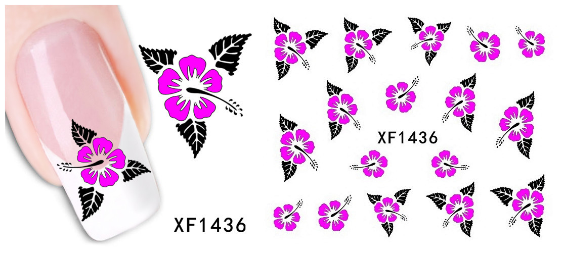 XF1432-1437 Flower Water Nail Sticker