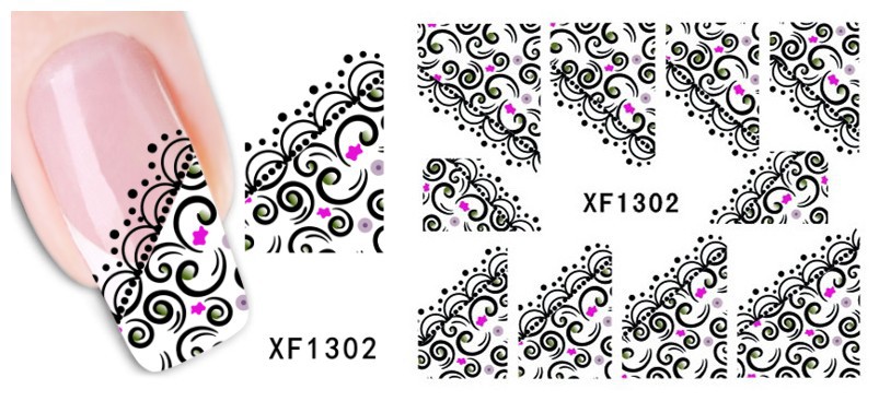 XF1301-1306 Lace Water Nail Sticker