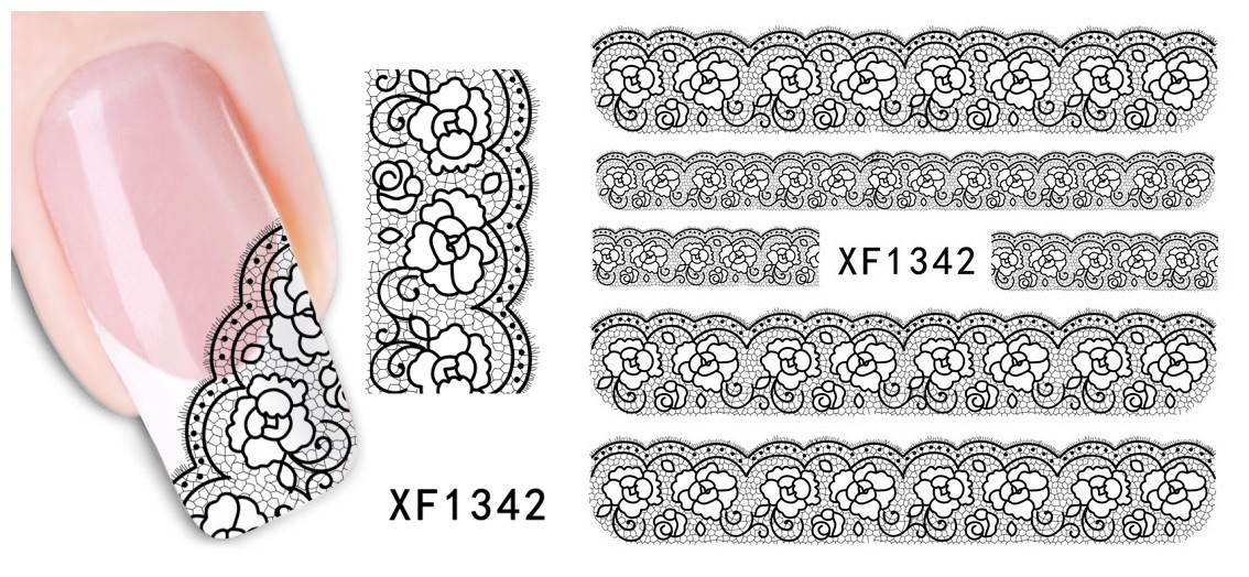 XF1337-1342 Lace Water Nail Sticker