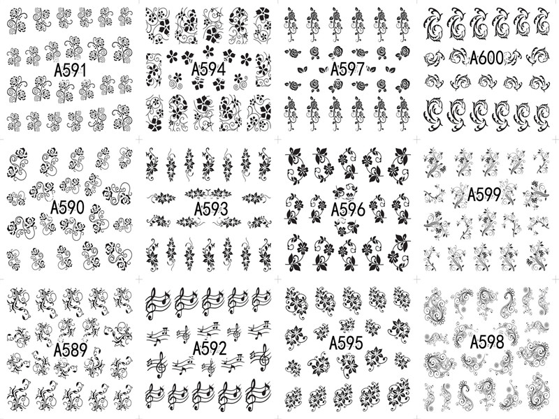 A589-600 Flower Water Nail Sticker