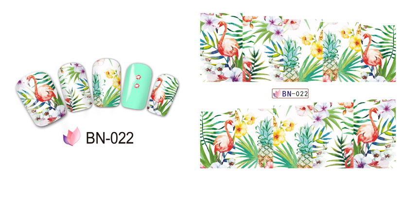 BN019-024 Flower Water Nail Sticker