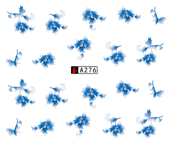 A271-276 Blue Flower Water Nail Sticker