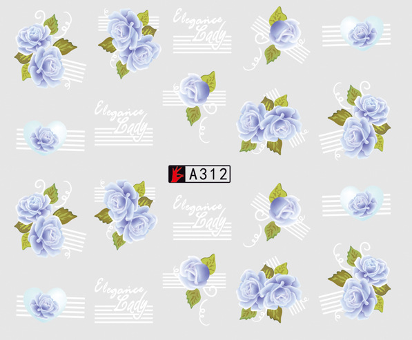 A307-312 Flower Water Nail Sticker