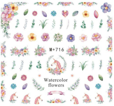 M+711-719 Flower Water Nail Sticker 