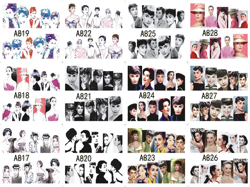 A817-828 Beautiful Lady Water Nail Sticker