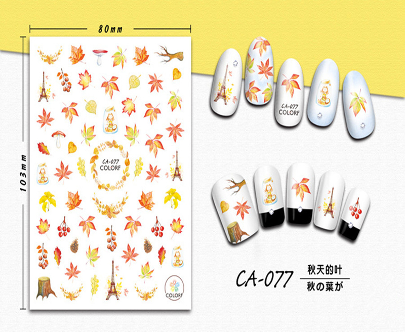 CA-077 3D Autumn Leaves Nail Sticker