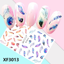 XF3013 3D Self Adhesive Feather Nail Art Sticker 