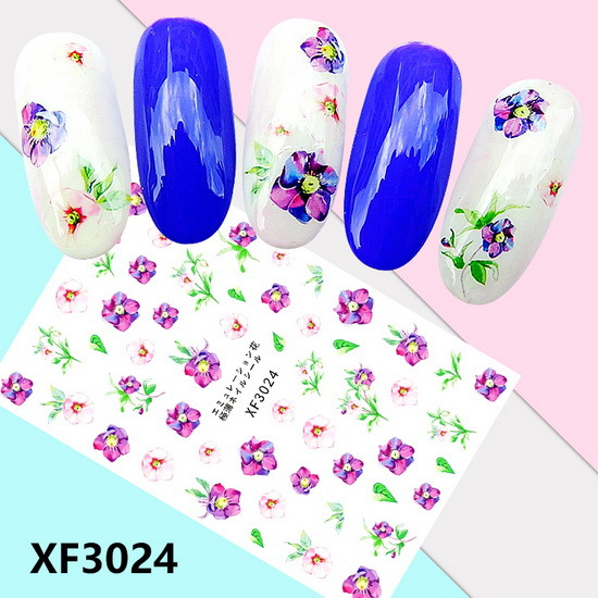 XF3024 3D Self Adhesive Flower Nail Art Sticker 
