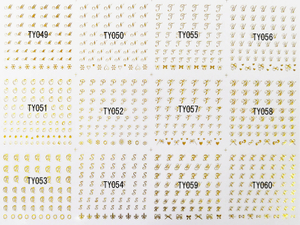 TY049-060 3D Gold Letter Nail Art Sticker 