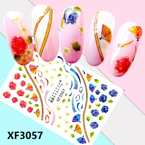 XF3057 3D Self Adhesive Flower Nail Sticker 