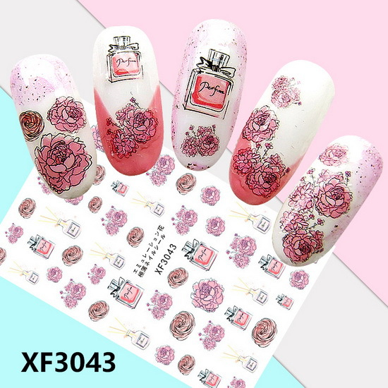 XF3043 3D Self Adhesive Flower Nail Sticker 