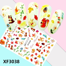 XF3038 3D Self Adhesive Animal Nail Sticker 