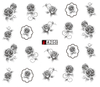 A247-252 Black Flower Water Nail Sticker