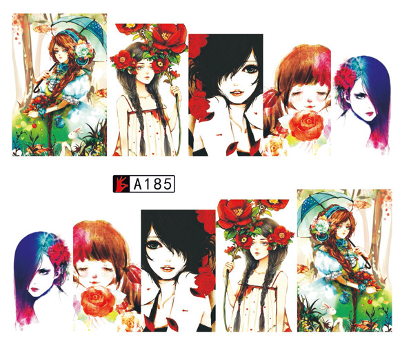 A181-186 Cartoon Water Nail Sticker