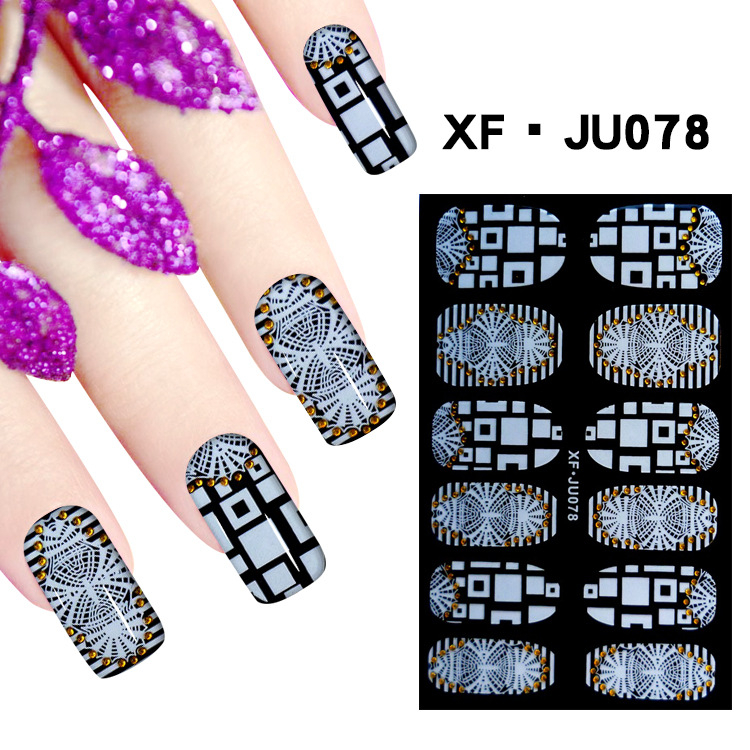 JU078 Full Cover Lace Nail Polish Sticker 