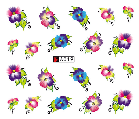 A019-024 Flower Water Nail Sticker