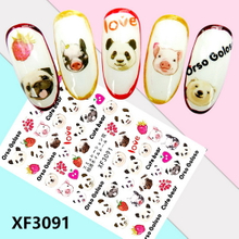 XF3091 3D Self Adhesive Bear Nail Sticker 