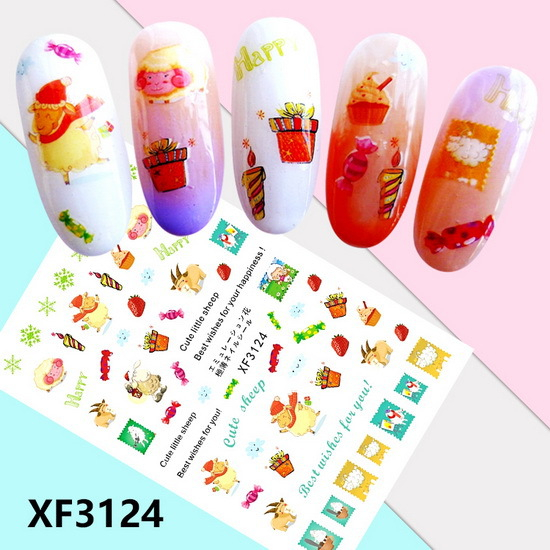 XF3124 3D Self Adhesive Christmas Nail Sticker 
