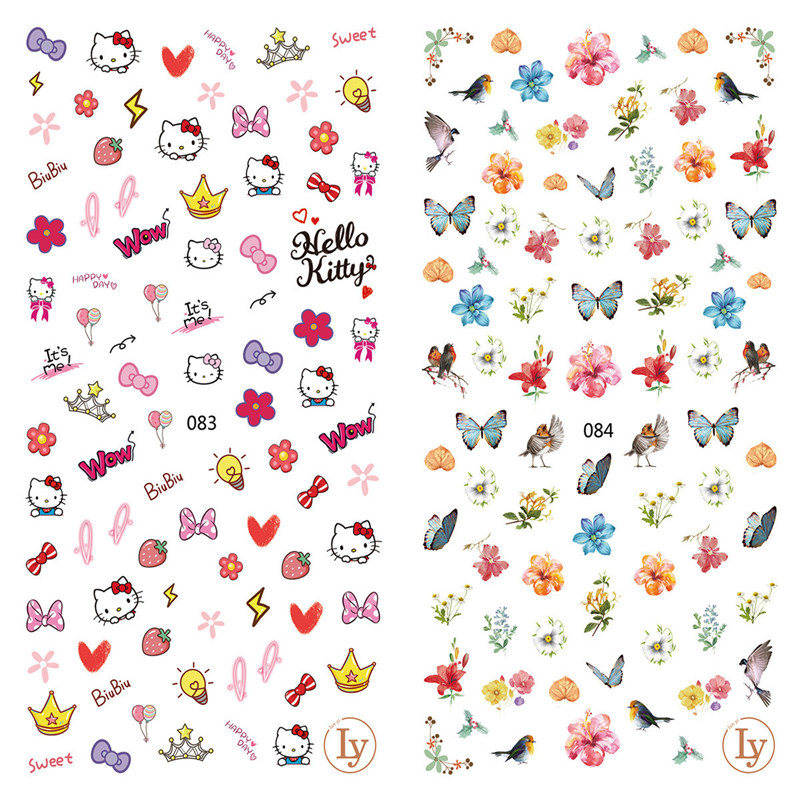 LY083-084 Thin 3D Hellokitty And Butterfly Nail Art Sticker