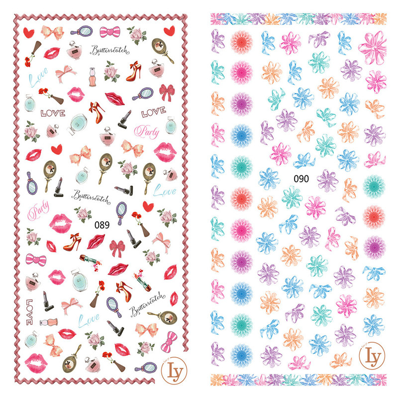 LY089-090 Thin 3D Cosmetic And Flower Nail Art Sticker