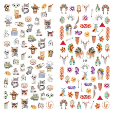 LY143-144 Thin 3D Cat And National Customs Nail Sticker