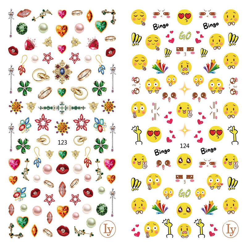LY123-124 Thin 3D Jewelry And Cute Expression Nail Sticker