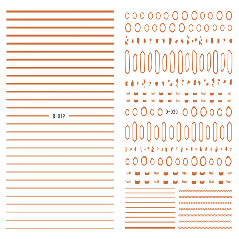 D019-020 3D Rose Gold Pattern Nail Art Sticker