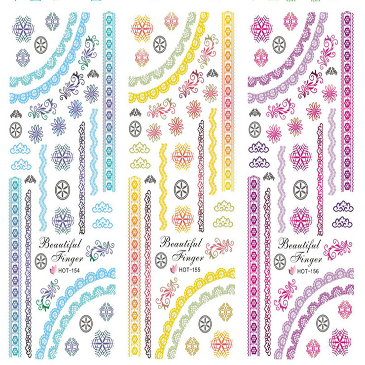 HOT154-156 Flower Lace Water Nail Sticker