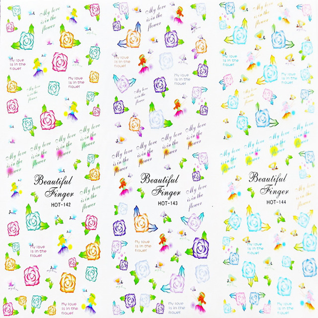 HOT142-144 Flower Water Nail Sticker