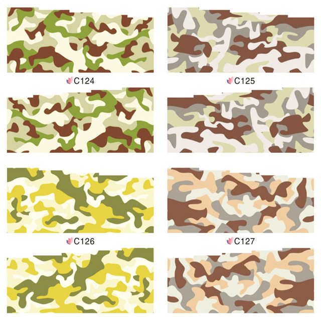 C124-127 Camouflage Water Nail Sticker
