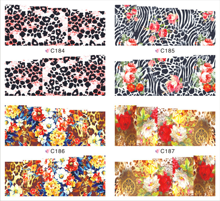 C184-187 Leopard Print Water Nail Sticker