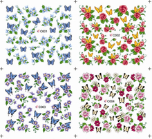 C001-004 Flowers And Butterflies Water Nail Sticker