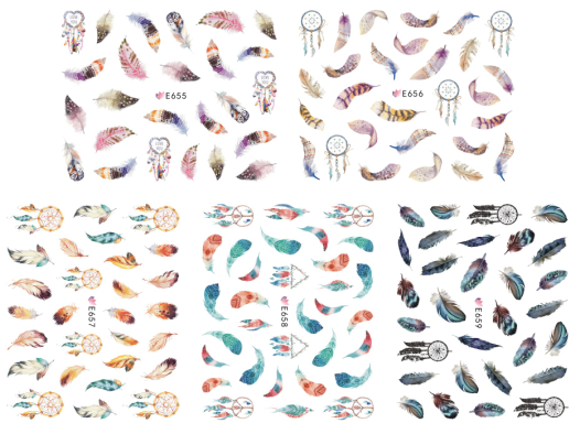 E655-665 3D Feather Simulation Nail Art Sticker