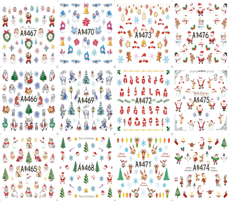 A1465-1476 Christmas Water Nail Sticker