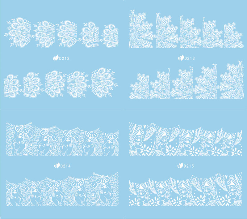 D200-215 White Water Nail Sticker