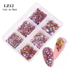 New Style Nail Art Flat-bottom Mixed Color AB Porcelain White Champagne 6 Grid Nail Jewelry Diamond Diy Nail Rhinestone