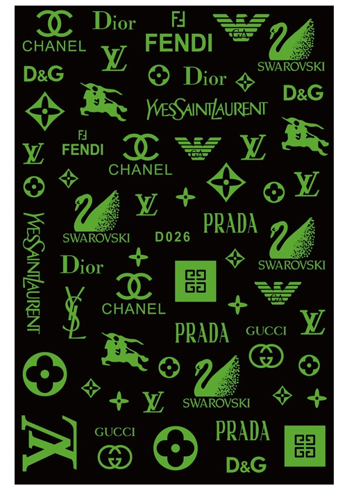 D026 Glow In Night Brand Logo 3D Nail Art Sticker
