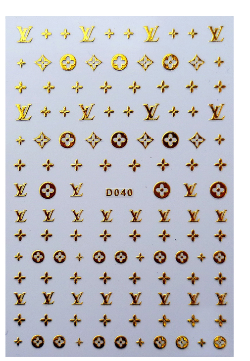 D040 LV Brand Logo 3D Nail Art Sticker 