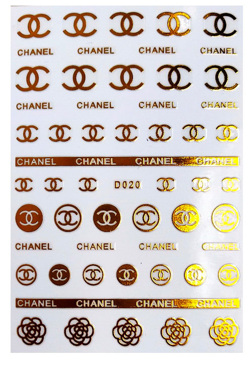 D020 CHANEL 6 colors available Brand Logo 3D Nail Art Sticker