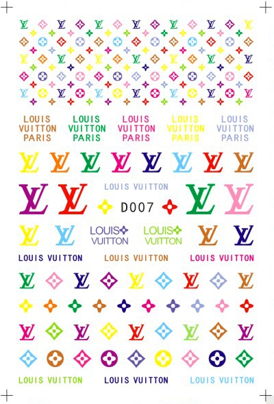 D007 LV LOUIS VUITTON Brand Logo 3D Nail art sticker
