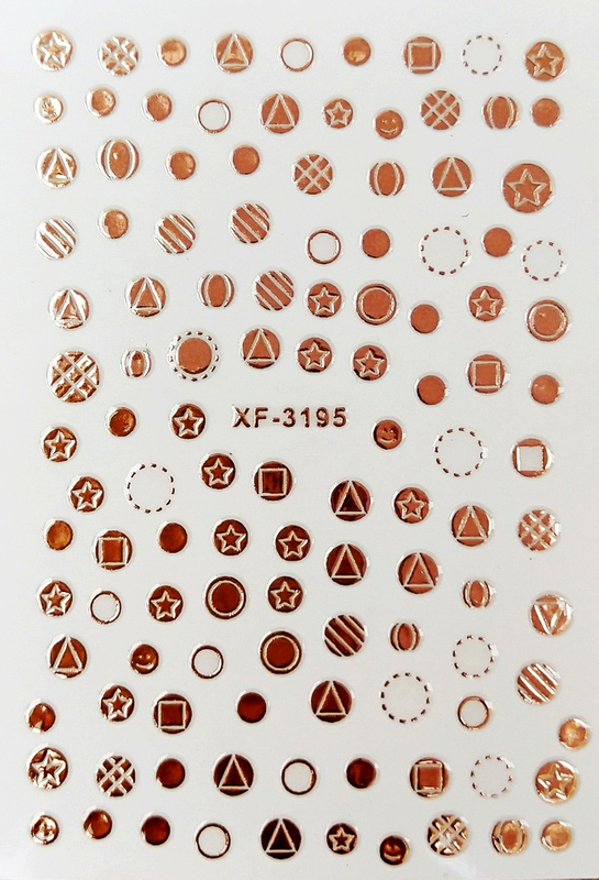 XF3195 Rose Gold 3D Nail Art Sticker