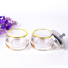 Clear Nail Glass Dappen Dish For Acrylic Liquid With Stainless Steel Lid