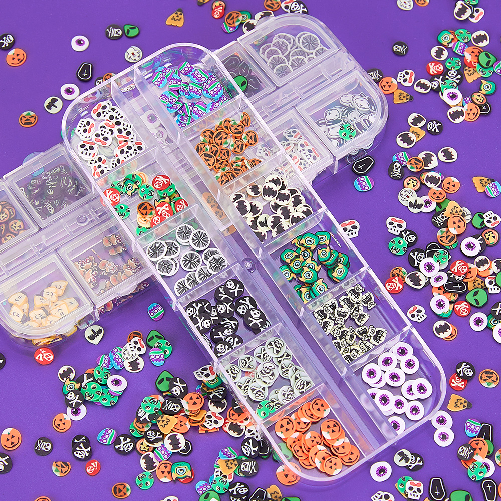 12 Grid Halloween Soft Clay Nail Decoration Polymer Clay